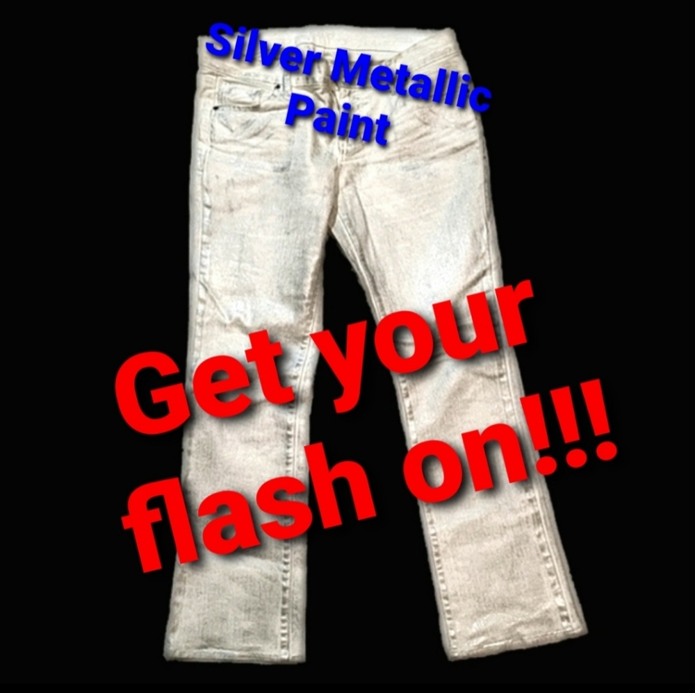 🔴 Silver Metalic Painted Jeans